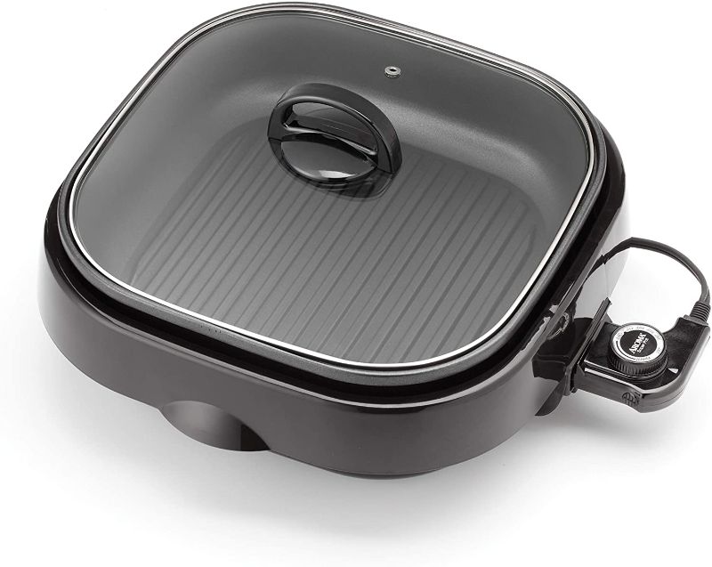 Photo 1 of Aroma Housewares ASP-218B Grillet 4Qt. 3-in-1 Cool-Touch Electric Indoor Grill Portable, Dishwasher Safe, with Nonstick Pan & Tempered Glass Lid, Black