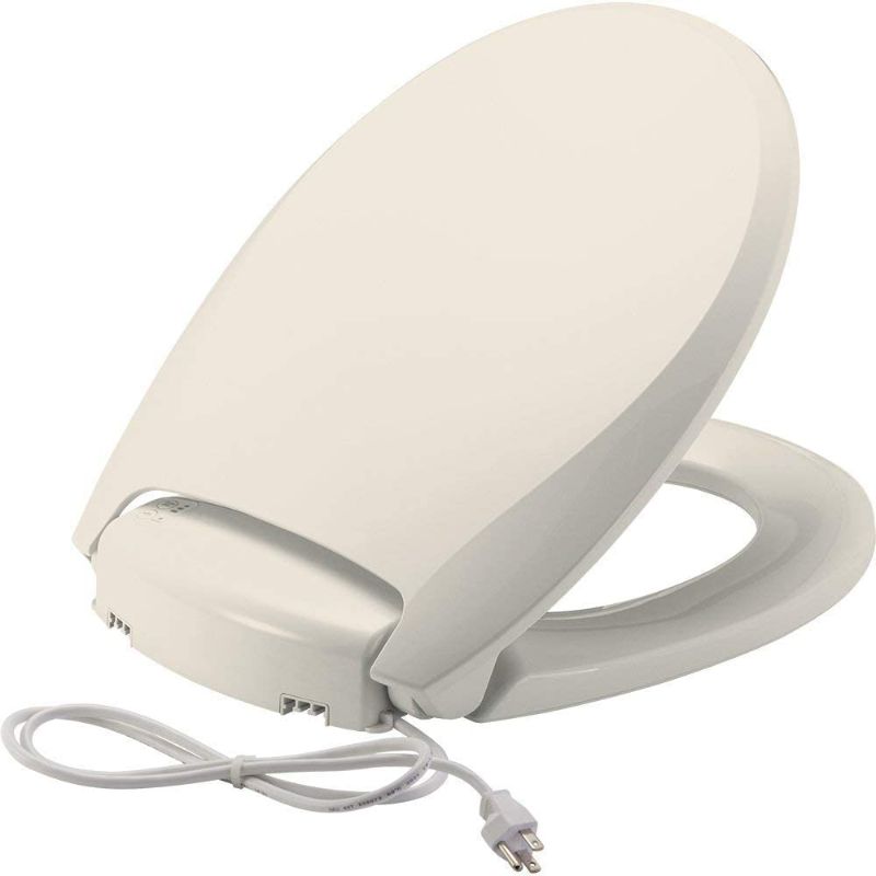 Photo 1 of BEMIS Radiance Heated Night Light Toilet Seat will Slow Close and Never Loosen, ROUND, Long Lasting Plastic, Biscuit/Linen, H900NL 346