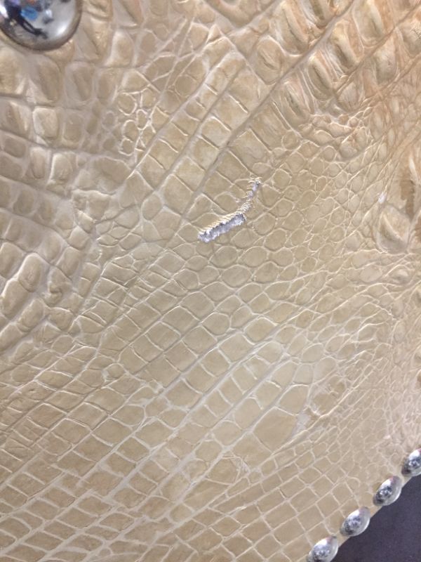 Photo 4 of FAUX MARBLE AND LEATHER CREME COLORED CROCODILE PRINT VINYL 30L X 54W X 16H INCHES