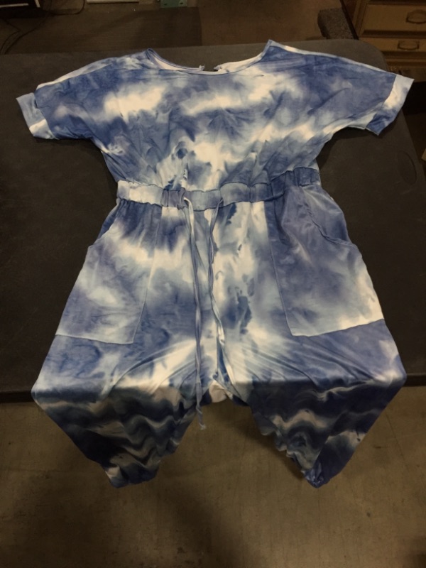 Photo 1 of blue and white full body romper (L)