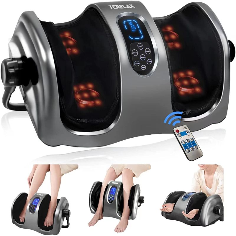 Photo 1 of Foot Massager Machine Shiatsu Foot Calf Massager with Heat Plantar Fasciitis Nerve Pain Therapy Electric Deep Kneading Rolling Massage for Foot Leg Calf Arm Ankle w/Remote
