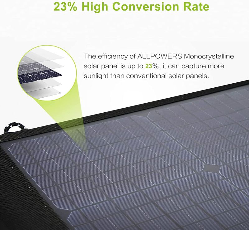 Photo 1 of ALLPOWERS 60W Solar Panel Foldable Solar Charger Dual 5V USB 18V DC Output Waterproof for Mobile Phone Camping Boats [only solar  panel]