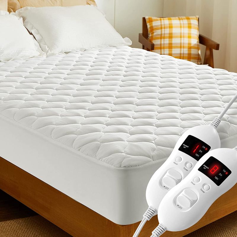 Photo 1 of Heated Mattress Pad Full Size Electric Mattress Pads Electric Bed Warmer Fit up to 21" with 8 Heat Settings Dual Controller 10 Hours Auto Shut Off
