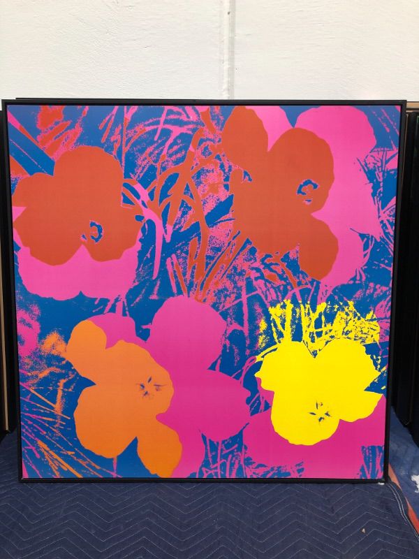 Photo 3 of Andy Warhol Design 4 Flowers Pink Approx 36H X 36W Inches Framed in Black