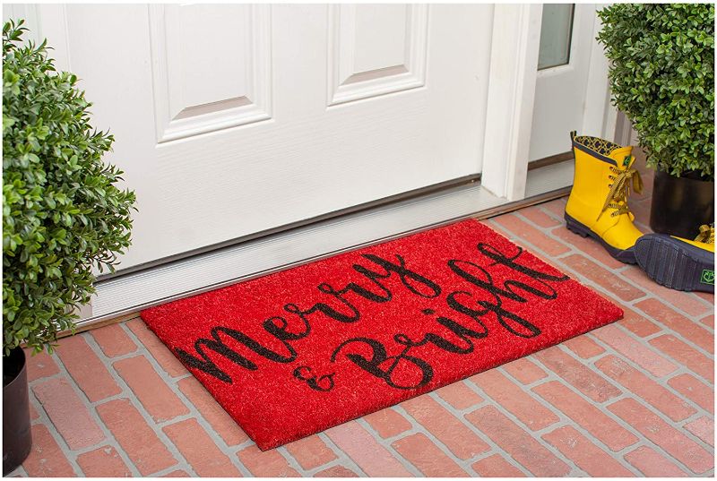 Photo 1 of Calloway Mills 104972436 Merry & Bright Doormat, 24" x 36", Red/Black
