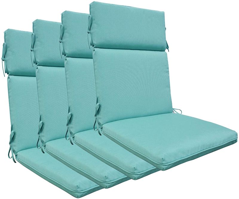 Photo 1 of BOSSIMA Indoor Outdoor High Back Chair Cushions Replacement Patio Chair Seat Cushions Set of 4 (Olefin Light Blue)
**MISSING 2!! 