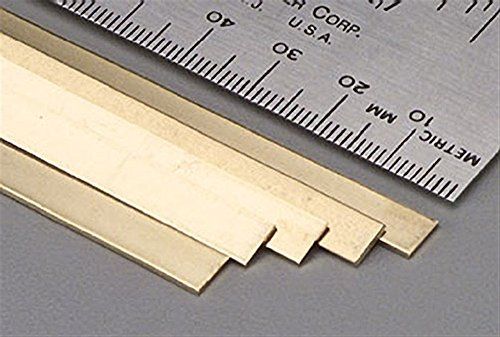 Photo 1 of K & S 9718 Brass Strip, 0.032" Thick x 1/4" Wide x 36" Long, 5 Pieces, Made in The USA