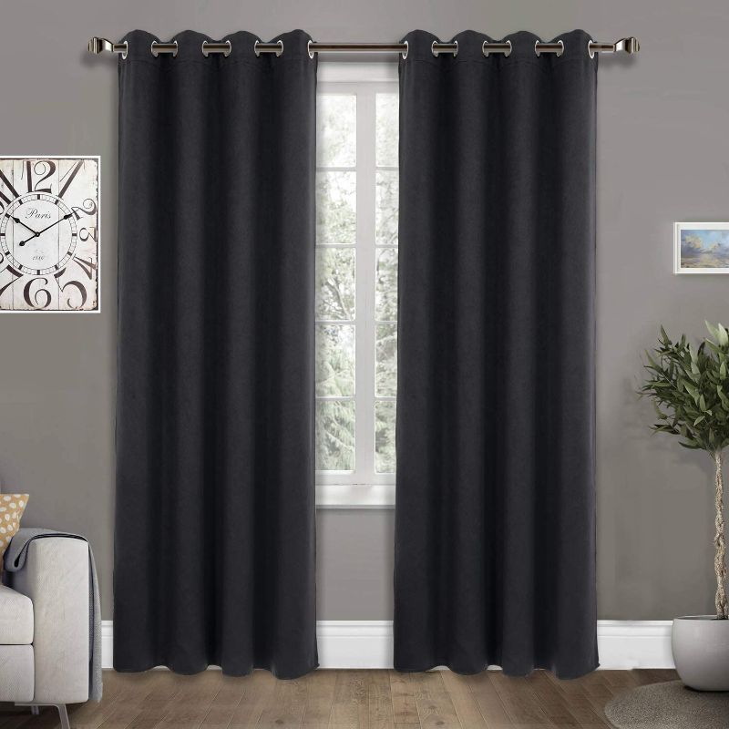 Photo 1 of Full Blackout Curtains, Bedroom Curtains Living Room Curtains Grommet Blackout Curtains, Thermostatic Energy Saving Solid Color Thickened Curtains 1 Panels (52''W X 84''L , Black)