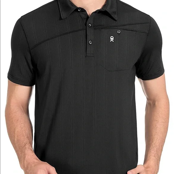 Photo 1 of Little Donkey Andy Men’s Stretch Black Casual Dry Tech Polo Golf Shirt Lg