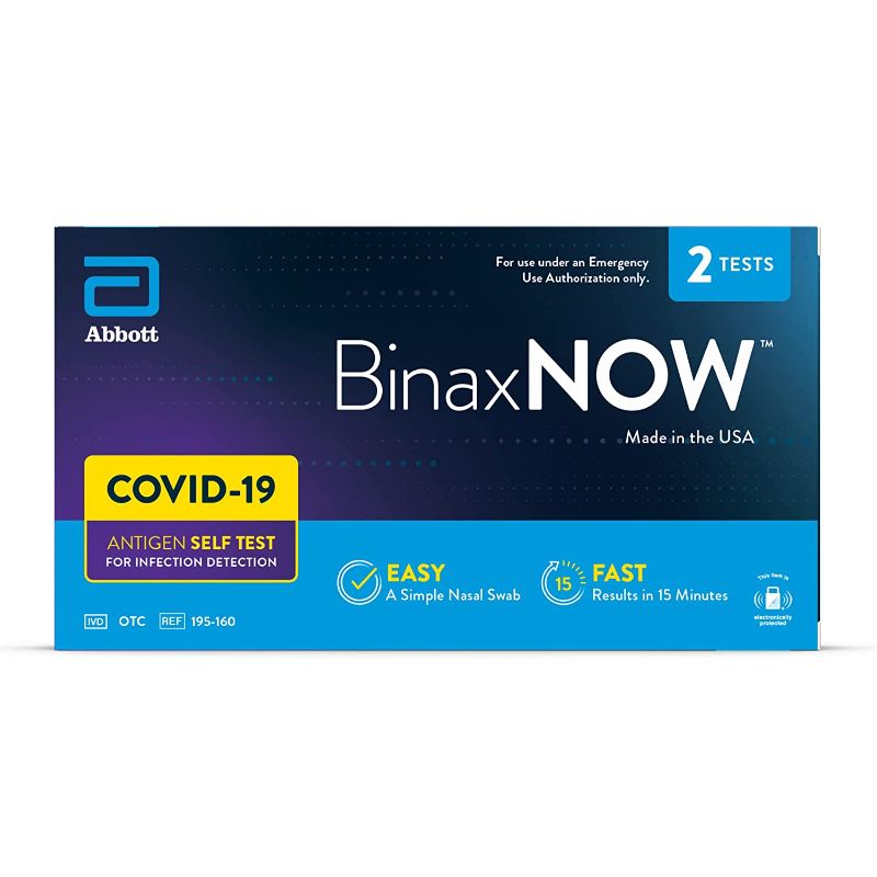 Photo 1 of BinaxNOW COVID-19 Antigen Self Test, COVID Test With 15-Minute Results Without Sending to a Lab, Easy to Use at Home, FDA Emergency Use Authorization, Blue, 2 Tests
