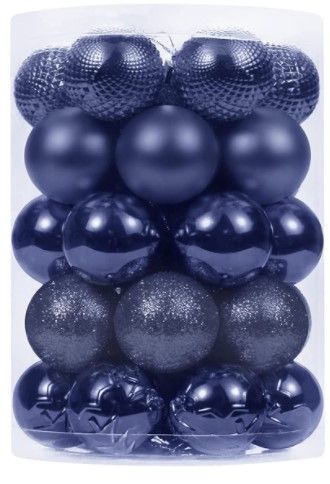Photo 1 of 60MM/2.36" Christmas Ornaments, 34PCS Christmas Ball Ornament Set for Xmas Tree, Shatterproof Decorations for Holiday, Party, Halloween, Thanksgiving, Christmas Decor - Dark Blue.
