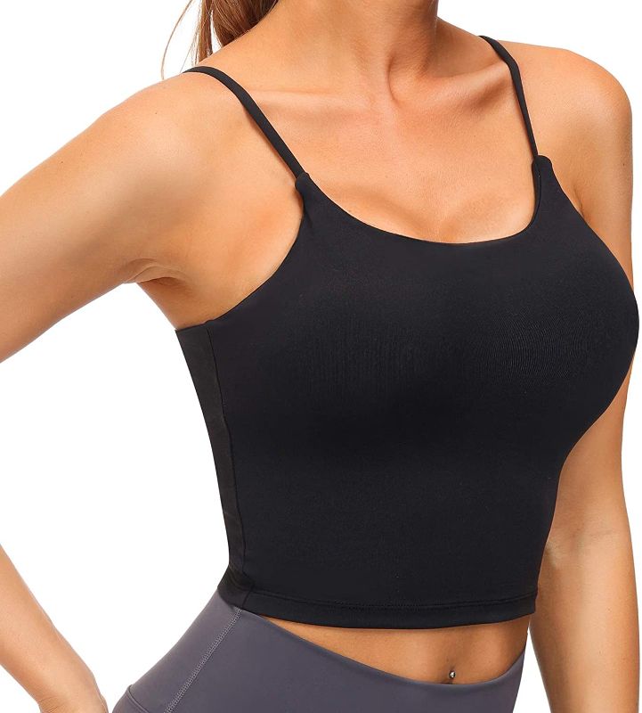 Photo 1 of Women Padded Crop Top Longline Yoga Tank Top Workout Sports Bra Fitness Running Camisole Med