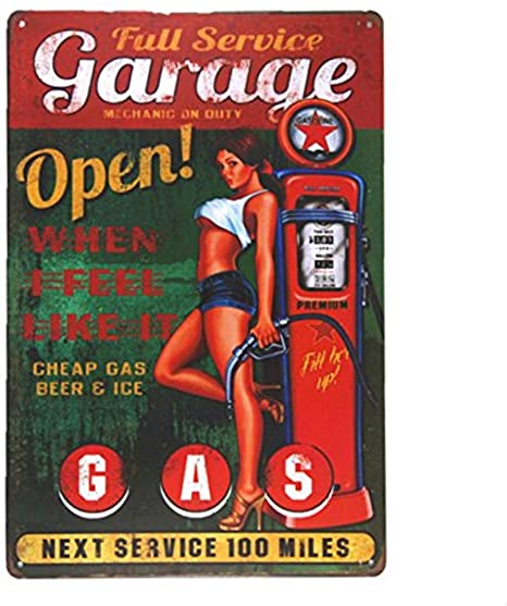 Photo 1 of YILMEN Garage Open Gas Wall Plaque Metal Sign Word Art Antique Tray Home Decor pin up Poster Coffee Signs for Wall(M0032)