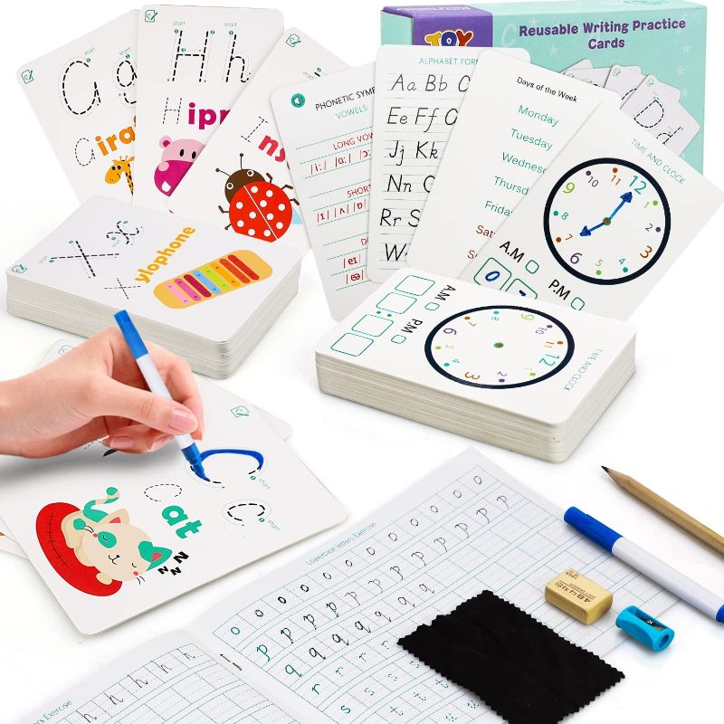 Photo 1 of TOY Life Dry Erase Alphabet Flash Cards with ABC Flash Cards for Alphabet Affirmation Workbook - Toddler Flash Cards Preschool Homeschool 3 4 5 Years Flash Cards Read Write Learning Cards Toddlers