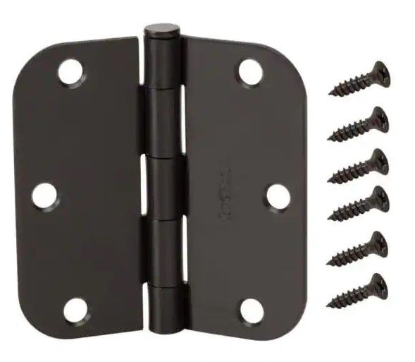 Photo 1 of 3-1/2 in. x 5/8 in. Radius Oil-Rubbed Bronze Door Hinge Value Pack (12 per Pack)