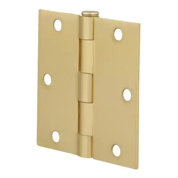 Photo 1 of 3-1/2 in. Satin Brass Square Corner Door Hinge Set of 3