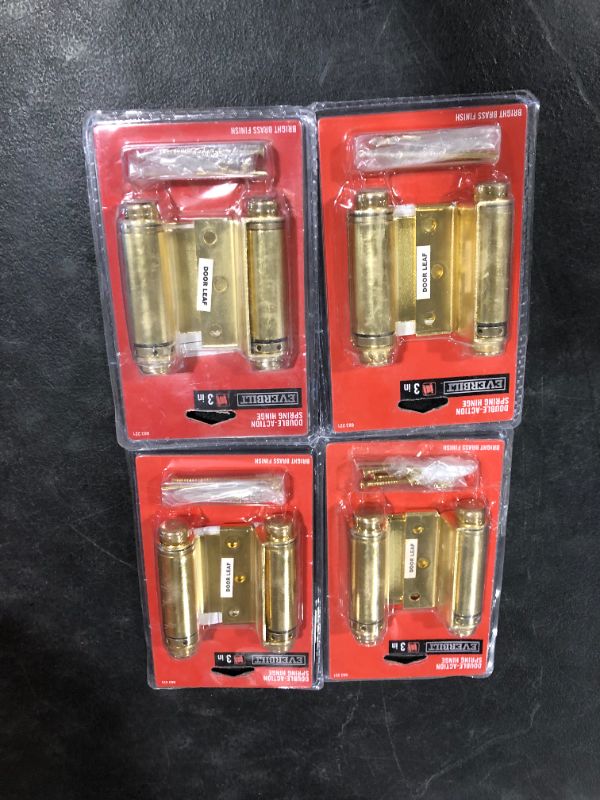 Photo 2 of 3 in. Square Bright Brass Double-Action Spring Door Hinge set of 4