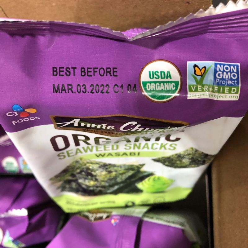 Photo 3 of Annie Chun's Organic Seaweed Snacks, Wasabi, Organic, Non GMO, Vegan, Gluten Free, 0.16 Oz (Pack of 12)