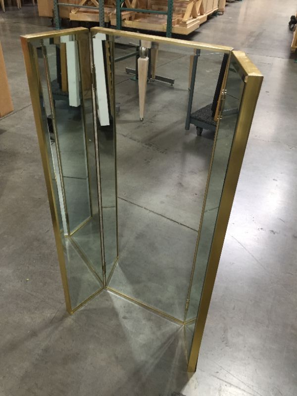 Photo 2 of TRIFOLD MIRROR  approx 35W 48H GOLD COLORED FRAME