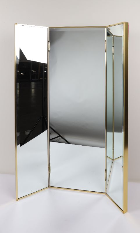 Photo 1 of TRIFOLD MIRROR  approx 35W 48H GOLD COLORED FRAME