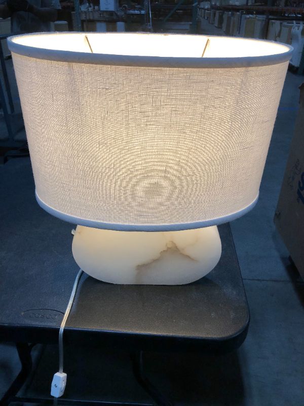 Photo 3 of SMALL TABLE LAMP WITH WHITE MARBLE BASE, HEIGHT 17 INCHES, BULB NOT INCLUDED