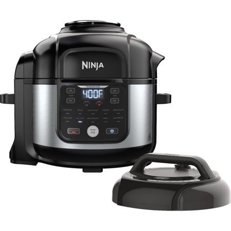 Photo 1 of NINJA 6.5 Qt. Electric Stainless Steel Pro Pressure Cooker + Air Fryer with Nesting Broil Rack, Black
