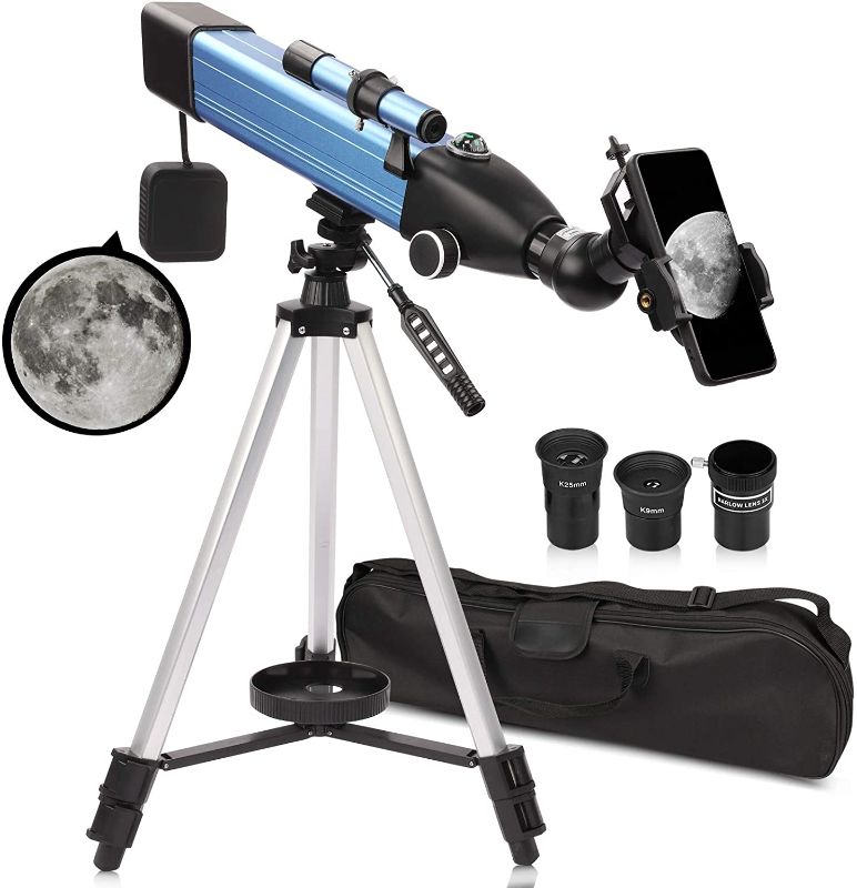 Photo 1 of QUNSE Telescope for Kids Beginners 167X Astronomical Refractor Telescope 500x60mm with Smartphone Adapter/Handbag (A)
