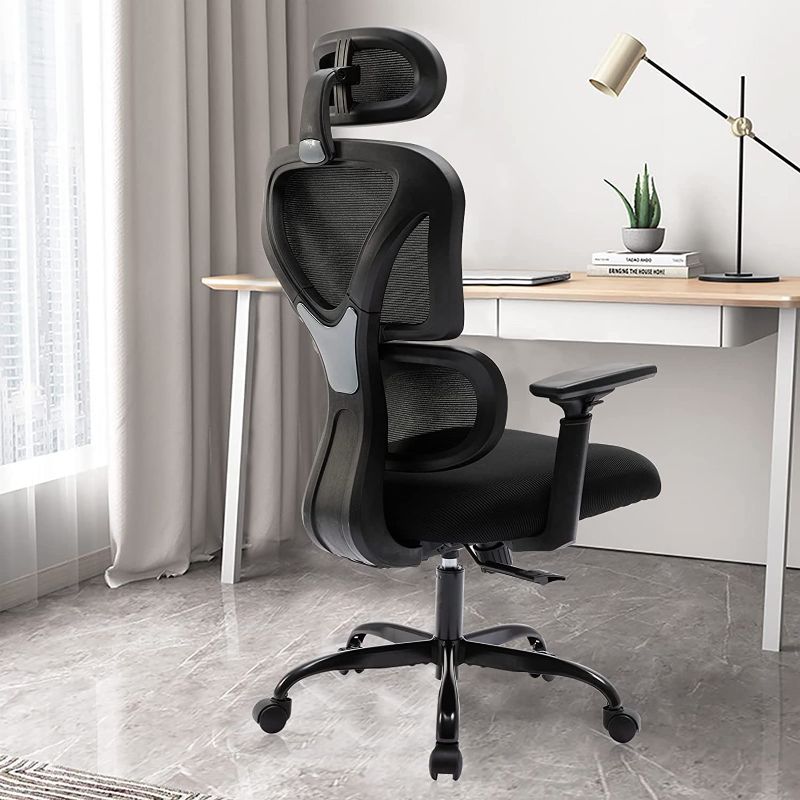 Photo 1 of Ergonomic Office Chair, KERDOM Home Desk Chair, Comfy Breathable Mesh Task Chair, High Back Thick Cushion Computer Chair with Headrest and 3D Armrests, Adjustable Height Home Gaming Chair (Black)
