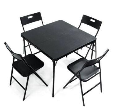 Photo 1 of Gleaming Black 5-Piece Metal Folding Rectangle Outdoor Dining Set
