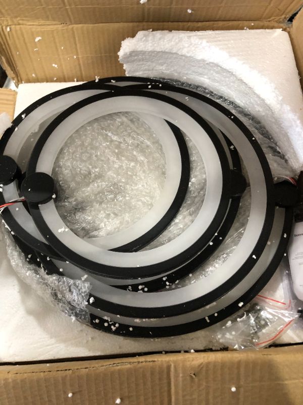 Photo 2 of 8 Heads LED Ceiling Light Dimmable Stepless Remote Control 3 Color Black 8 Rings Lighting Fixture
