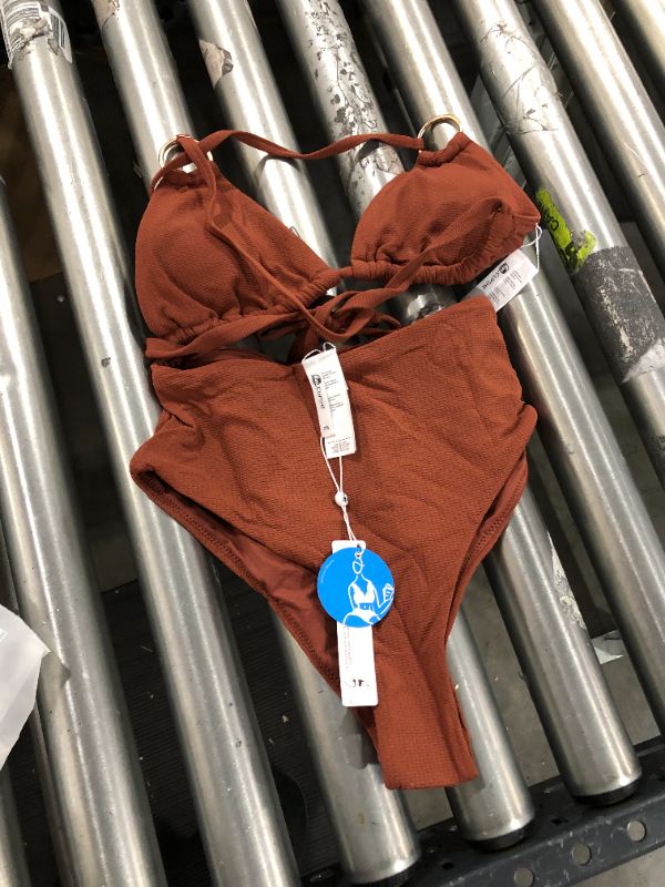 Photo 2 of Denver Brown O-Ring Back Tie Halter Bikini
SIZE XS