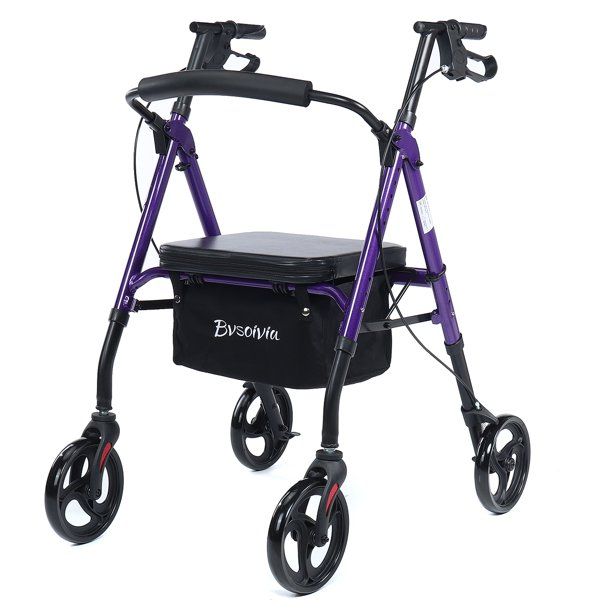 Photo 1 of BVSOIVIA 4 Wheel Rollator Walker with Seat Cushion, Premium Folding Rolling Walker,Supports up to 300 lbs,8 inch Wheels