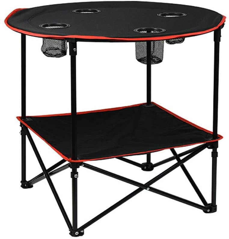 Photo 1 of Camping Table Portable Folding Camping Side Table for Outdoor Picnic, Beach, Games, Camp, & Patio Tables Folding with 4 Cup Holders & Carry Case for Travel & Storage, Premium 600D Canvas& Steel Frame