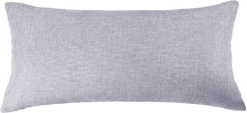 Photo 1 of Aiking Home Woven Fine Faux Linen Throw Pillow Cover, Size 14"x26", Light Grey