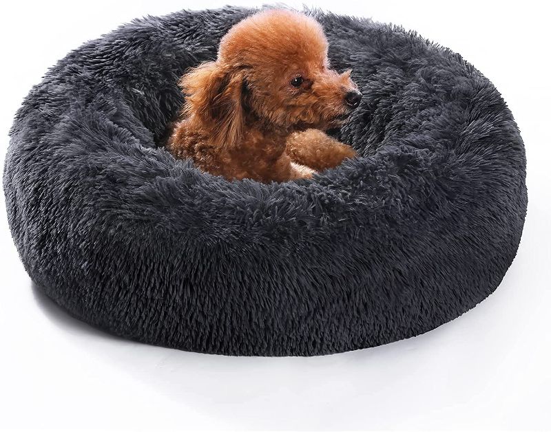 Photo 1 of Cat Beds for Indoor Cats, Dog Beds for Small Medium Dogs, Round Calming Donut Pet Beds for Cats, Soft Fluffy Warm and Cozy to Improved Sleep, Machine Washable?20in/24in/30in?