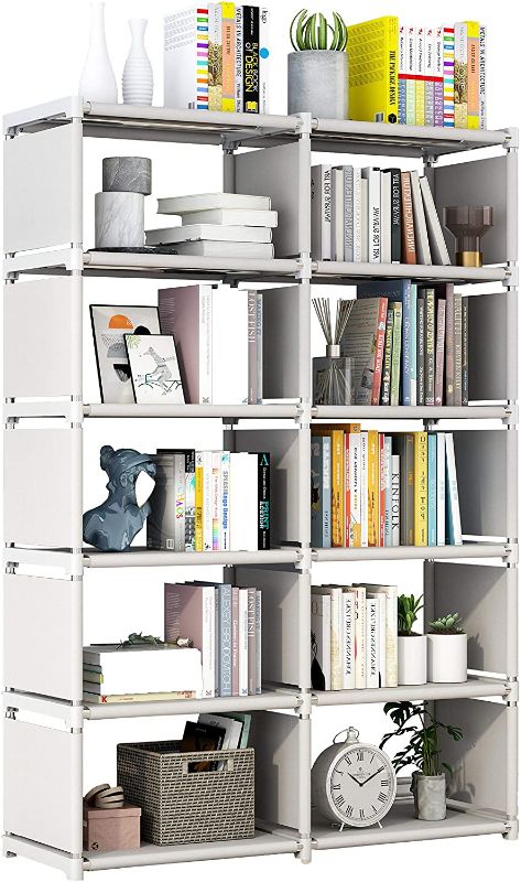 Photo 1 of Cube Storage, 5 Tier 10 Cubes Organizer Shelves, Bookcase Shelve for Living Room, Study Room, Bedroom and Office (Gray)