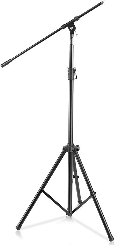 Photo 1 of 4pk Pyle Heavy Duty Microphone Stand - Height Adjustable from 51.2'' to 78.75'' Inch High w/ Extendable Telescoping Boom Arm 29.5'' and Stable Tripod Base - Clutch in T-Bar Adjustment Point PMKS56