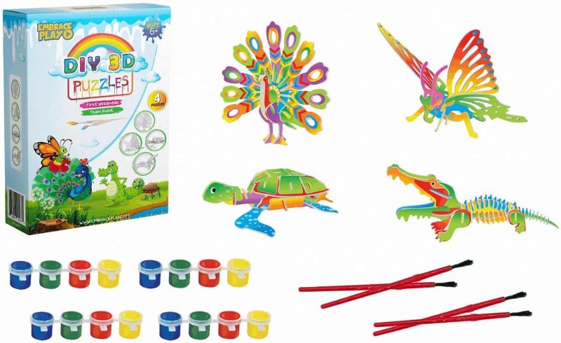 Photo 1 of Embrace Play Model Building Kits Set of 4- Includes Paint and Brushes - STEM Toy Good as Brain Teaser - IQ Builder - Fun Arts and Crafts - Painting Kits - Cool Stuff for Christmas – 3D Puzzle
