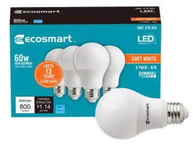 Photo 1 of 60-Watt Equivalent A19 Dimmable ENERGY STAR LED Light Bulb in Soft White (8-Pack)
