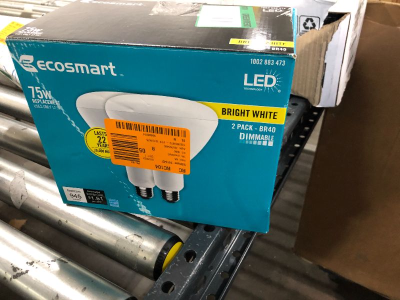 Photo 2 of 2 Packs: EcoSmart 75W EQ BR40 Dimmable LED Light Bulb Bright White (2-Ct.)
