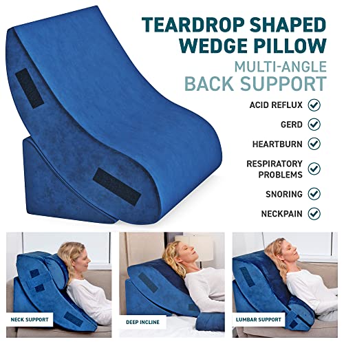 Photo 1 of 4 pcs Bed Wedge Pillow - Post Surgery Advanced Adjustable Pillow Set with Memory Foam - Relief System for Shoulder Back, Neck and Leg Elevation | Acid Reflux, Anti Snoring - Machine Washable Cover
