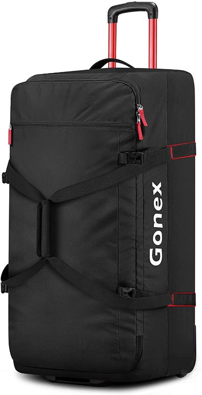 Photo 1 of Gonex Rolling Duffle Bag with Wheels, 110L Travel Wheeled Duffel Luggage with Rollers 33 Inch, Black
