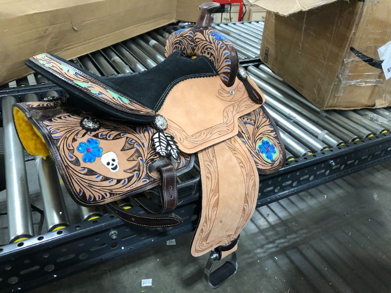 Photo 1 of DEEN ENTERPRISES PREMIUM LEATHER WESTERN BARREL RACING ADULT...HORSE SADDLE TRACK+HEADSTALL,BREAST COLLAR AND REINS SIZE...