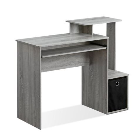 Photo 1 of Furinno Econ Multipurpose Home Office Computer Writing Desk with Bin, French Oak Grey, Multiple Colors
