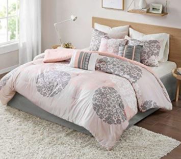 Photo 1 of home essence lightweight queen  - all season comforter goose down alternative fill - brown and coral pink floral pattern...
