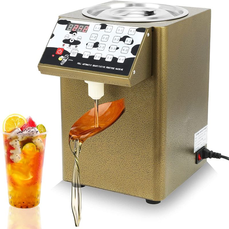 Photo 1 of Automatic Fructose Dispenser, 330W 8000CC/ 2.11GAL Stainless Steel Syrup Dispenser Bubble Tea Equipment Fructose Quantitative Machine 110V...DARK BROWN...

