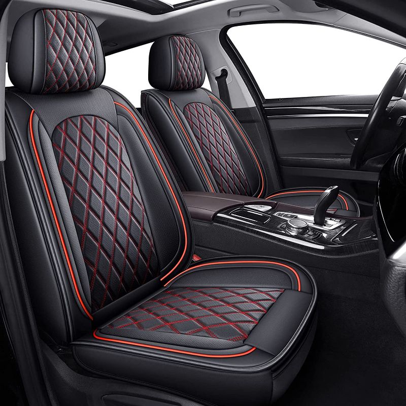 Photo 1 of 5 Seat Covers, MIROZO Vehicle Cushion Cover Breathable Universal Fit for Most Sedan, Truck and SUV for Tacoma Rogue CX5 Chevy (Black and Red Full Set)
