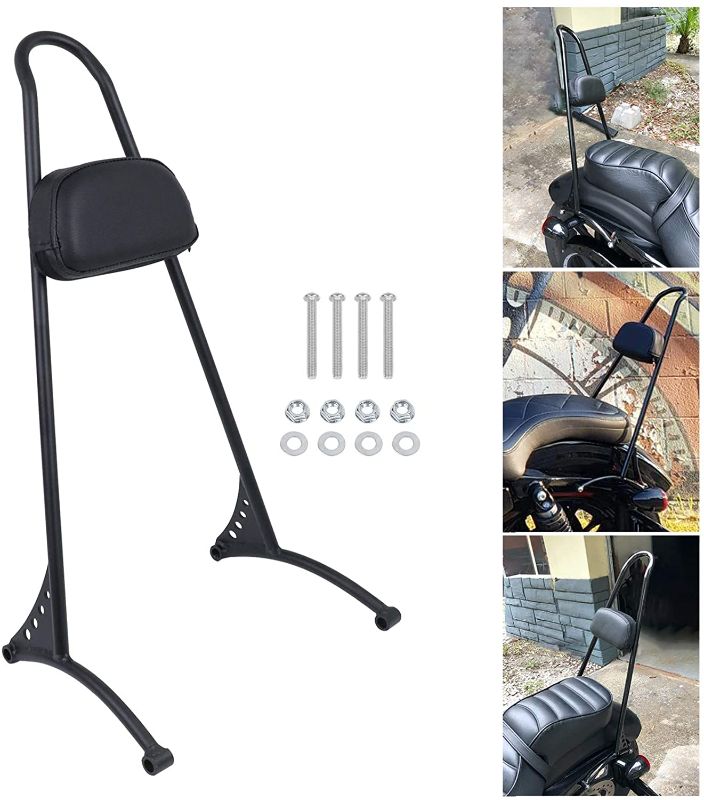 Photo 1 of DSISIMO Black 20" Tall Passenger backrest Sissy Bar with Backrest Pad Compatible With 2004-2017 Sportster XL 883 1200 XL Models
