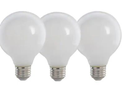 Photo 1 of 100-Watt Equivalent G25 E26 Dimmable Filament CEC 90 CRI White Glass Vanity LED Light Bulb in Daylight 5000K (3-Pack)