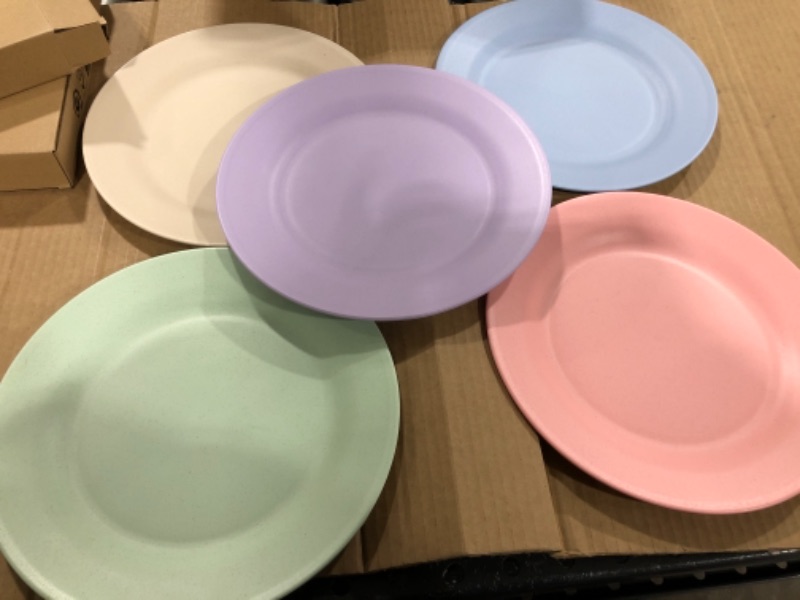 Photo 2 of 11inch/5pcs Wheat Straw Plates - Reusable & Unbreakable Plate - Dishwasher & Microwave Safe - Perfect for Dinner Dishes - Healthy for Kids & Adult, Lightweight, BPA Free & Eco-Friendly (5 colors)
